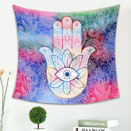 Wandteppich Allsehendes Auge Hand Fatima Hamsa Buddhistische Hand Indisches Mandala Wandbehänge Kunst Teppiche
