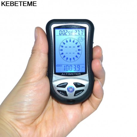 8 in 1 Kompass Digital LCD + Höhenmesser + Barometer + Thermometer + Wettervorhersage + Geschichte + Uhr + Kalender für Wandern
