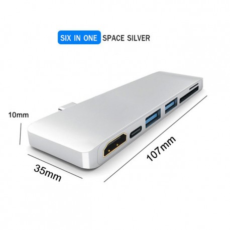 USB-C Aluminium 4K USB C Hub HDMI Typ C Hub 3.0-Teiler-Adapter TF Micro SD-Kartenleser für imac für MacBook Pro 